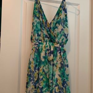 Blue green spaghetti strap romper